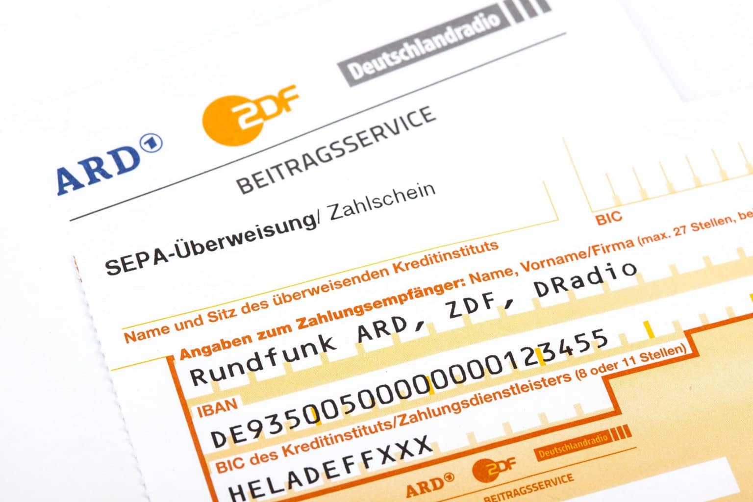 Beitragserviceformular an Deutsches Fernsehen