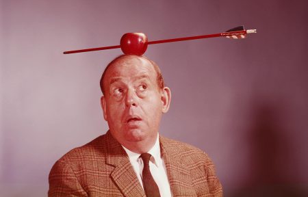 Der Chef mit Apfel: Symbol für Fürsorge. Der Pfeil zeigt, was das Team davon hält.